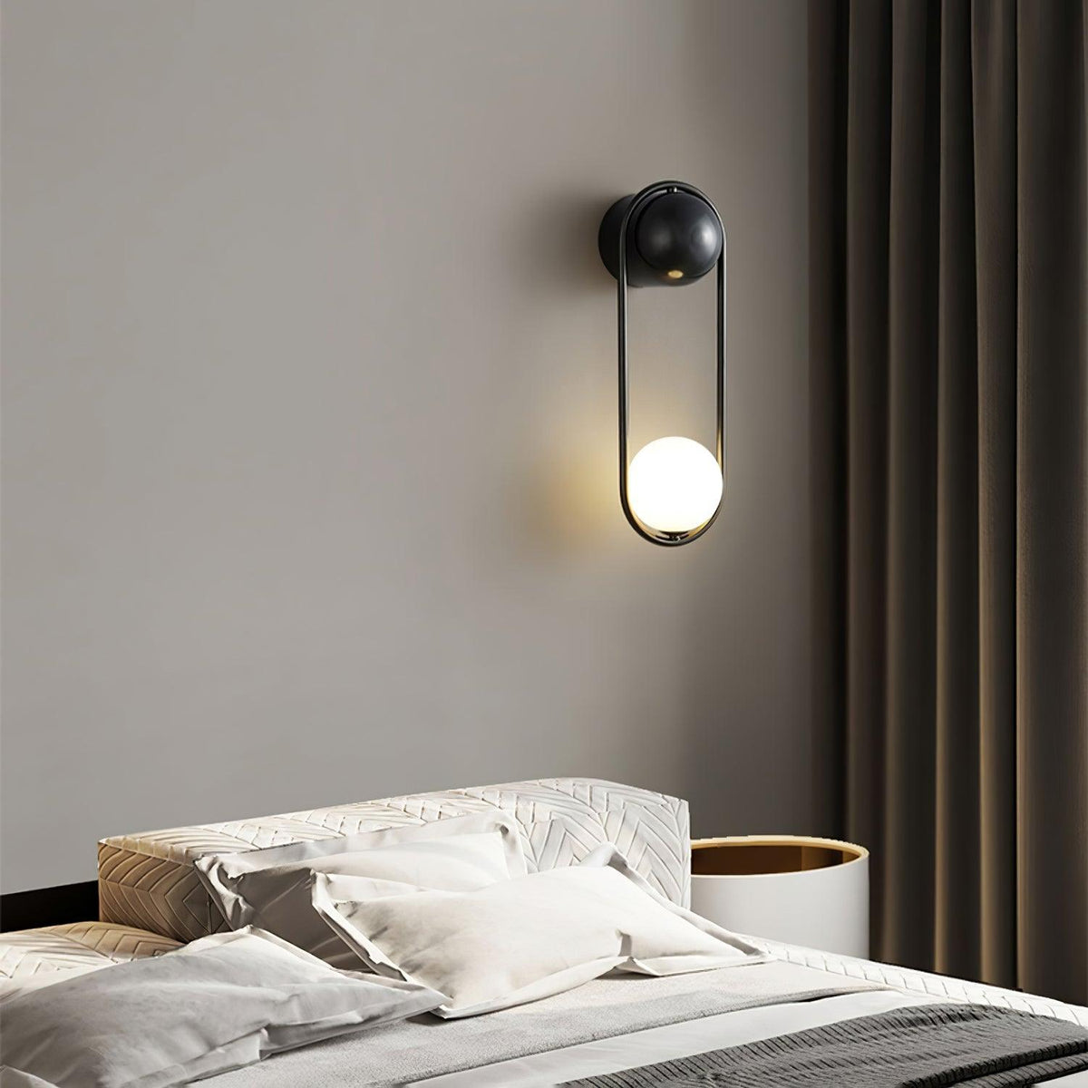 Wall Lamp with Brass Loop Frame and Glass Globe-Neutral Decor