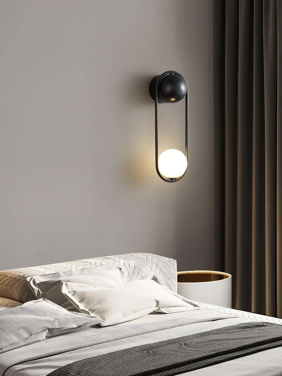Wall Lamp with Brass Loop Frame and Glass Globe-Neutral Decor