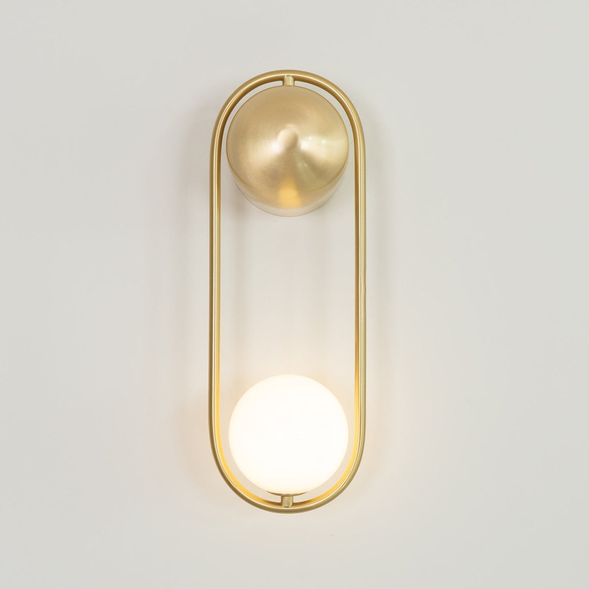 Wall Lamp with Brass Loop Frame and Glass Globe-Neutral Decor