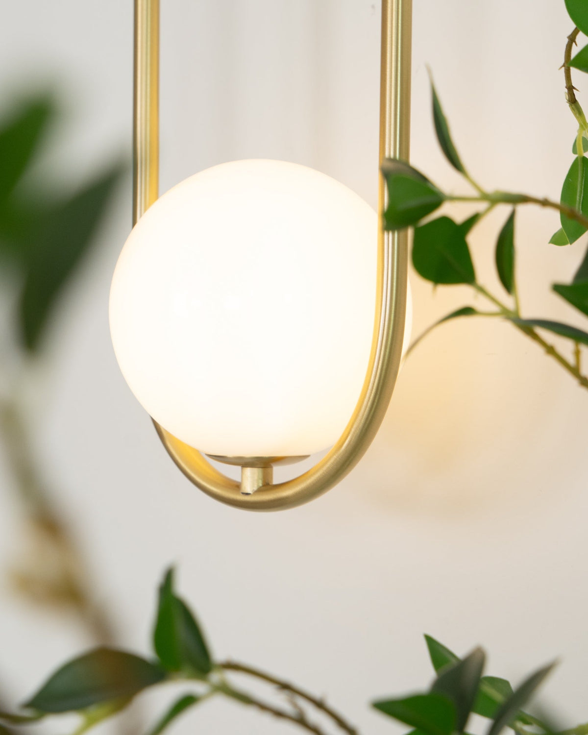 Wall Lamp with Brass Loop Frame and Glass Globe-Neutral Decor