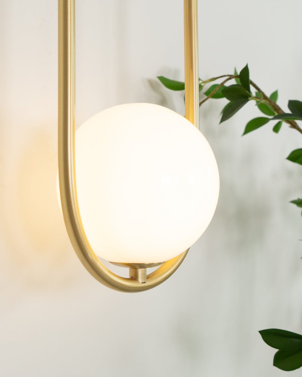 Wall Lamp with Brass Loop Frame and Glass Globe-Neutral Decor