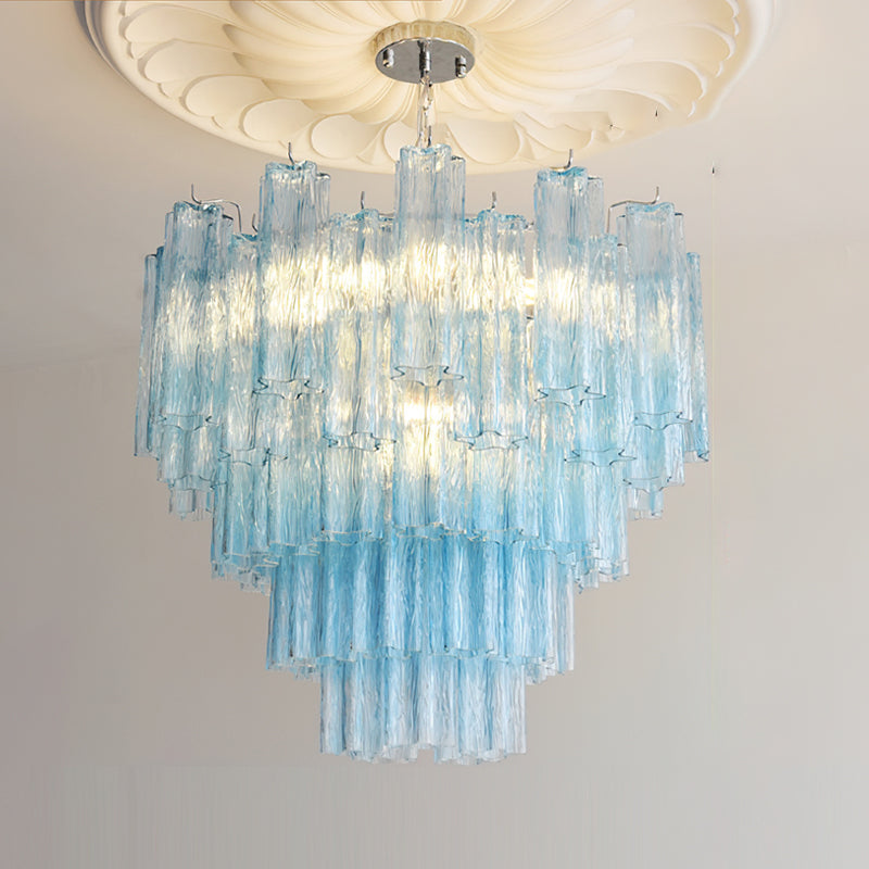 Alistair Triedri Glass Chandelier with a multi-tier cascade design.
