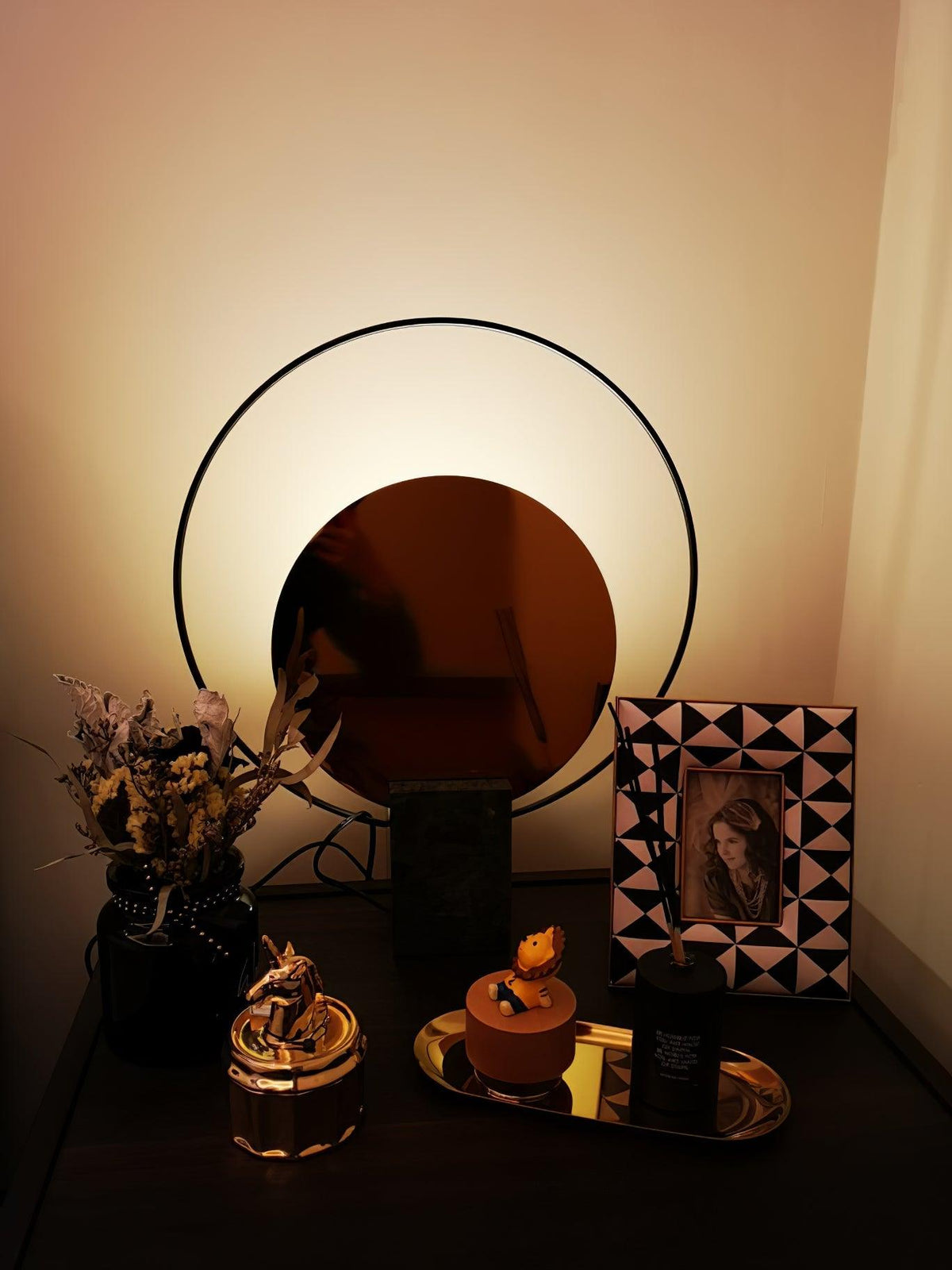 Lirixy Lampe de Table de Table en Marbre Géométrique