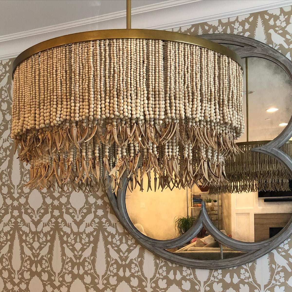 Odette Lustre en Bois et Perles de Noix de Coco