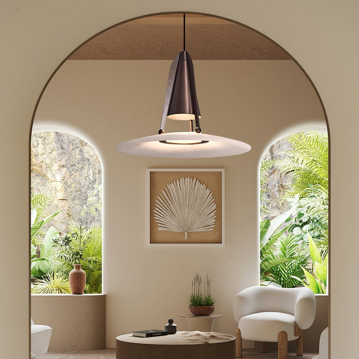 Halen Pendant Light Alabaster Fusion-Neutral Decor