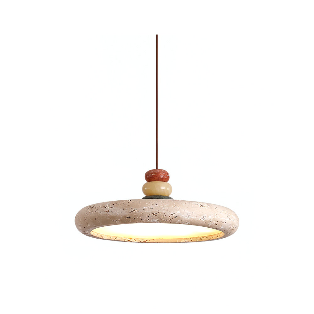 Auron Pendant Lamp Yellow travertine Marble-Neutral Decor
