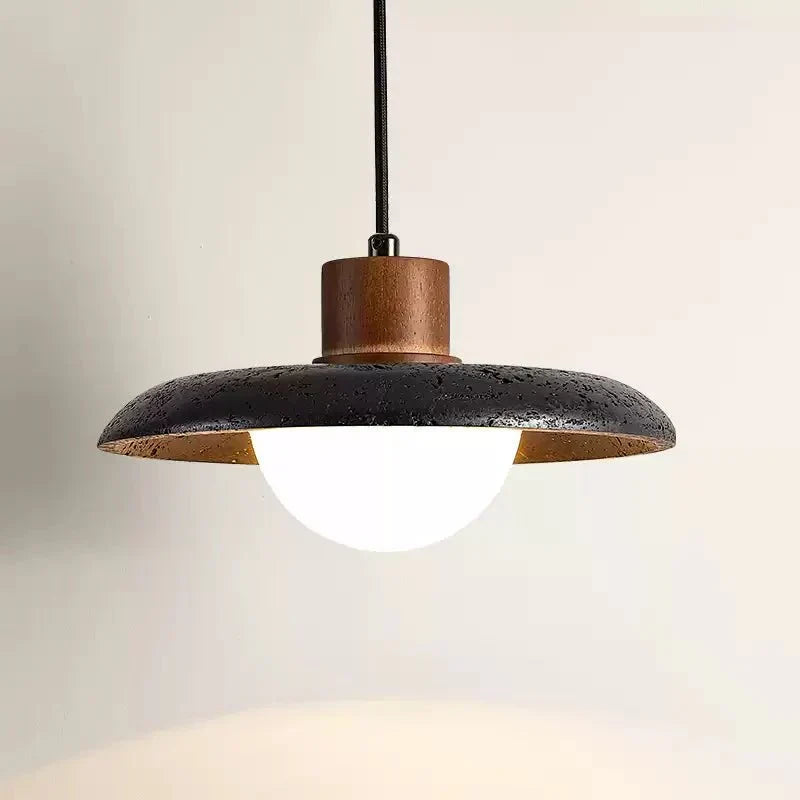 Zenk Suspension Travertin Noir Dôme