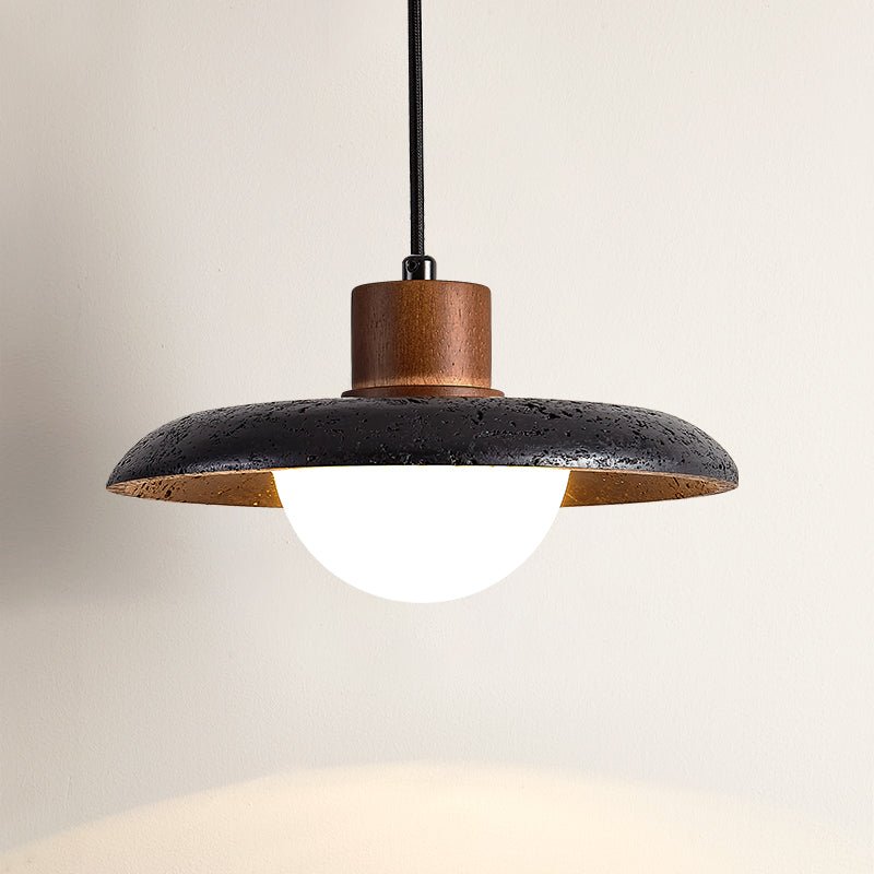 Zenk Suspension Travertin Noir Dôme