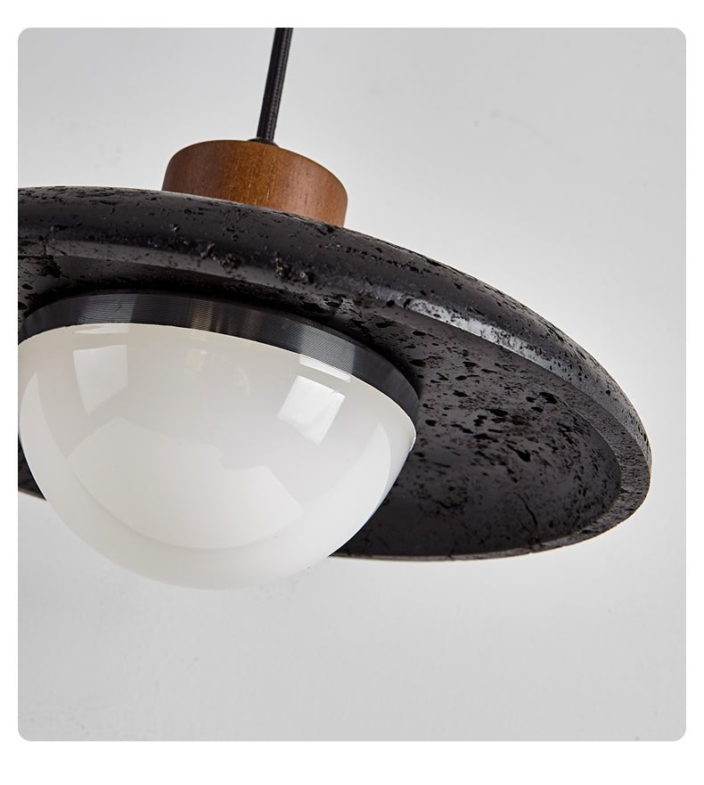 Zenk Suspension Travertin Noir Dôme