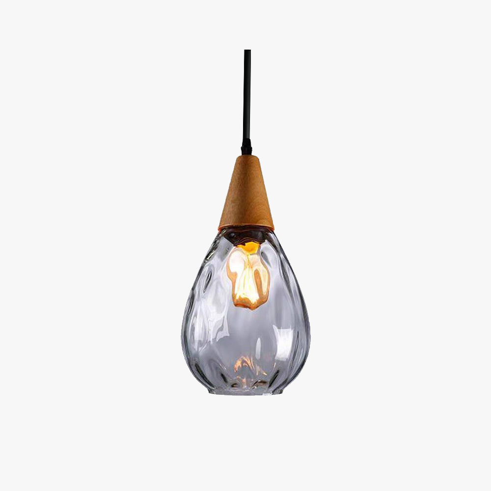 Salen Vintage LED Suspension Ambre Verre Bois Chambre à coucher-Cielum