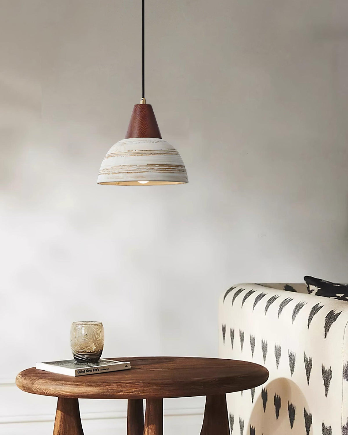 Pendant Lamp Textured Ceramic Shade Tapered Nordic Minimalist-Neutral Decor