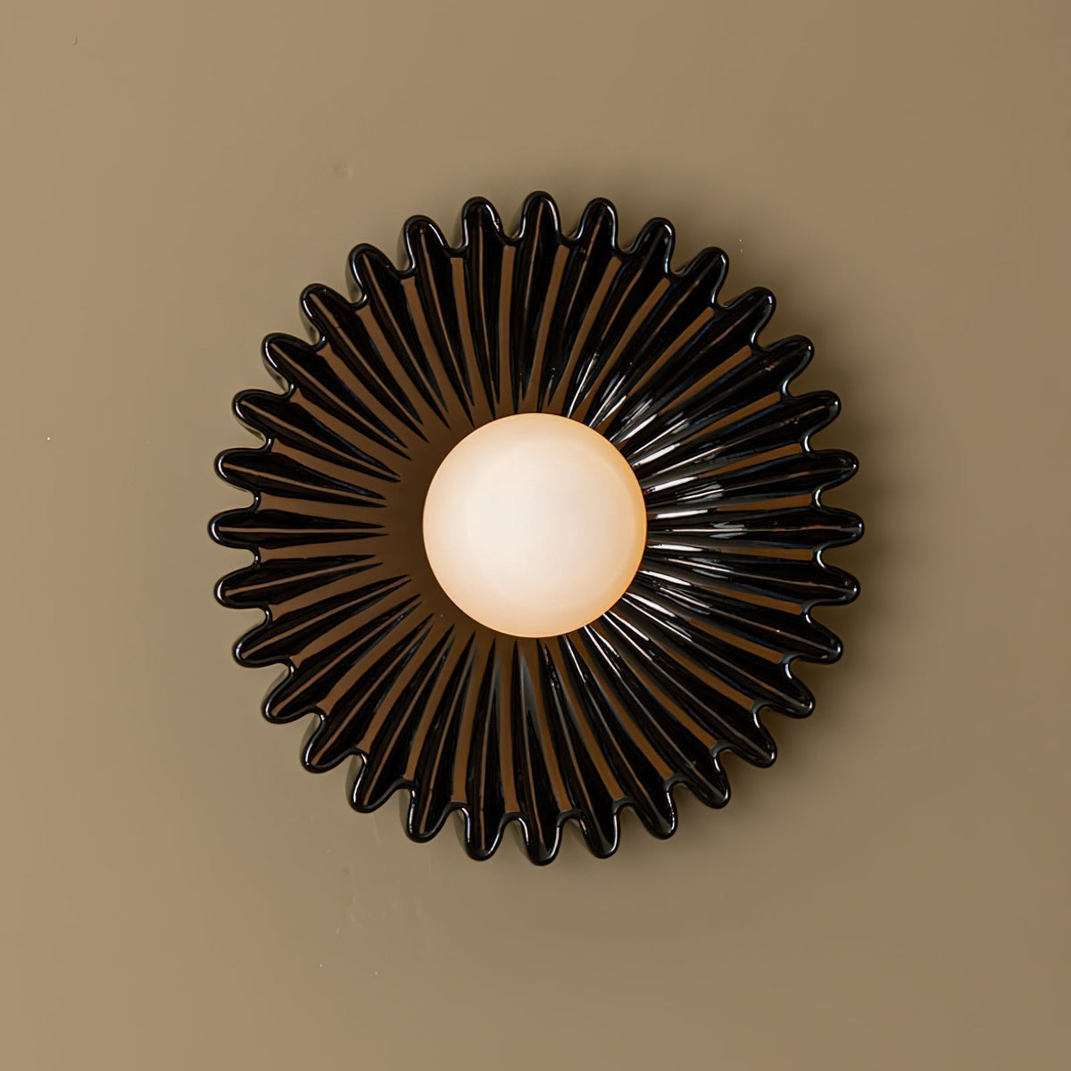 Wall Lamp Ceramics and Glass Dark Green White Black Beige Sculptural-Neutral Decor