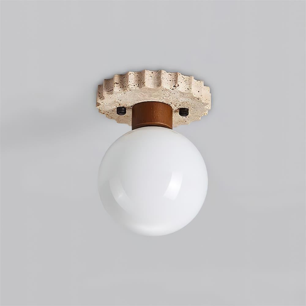Ritta Ceiling Light Travertine Scalloped Base - Neutralighting