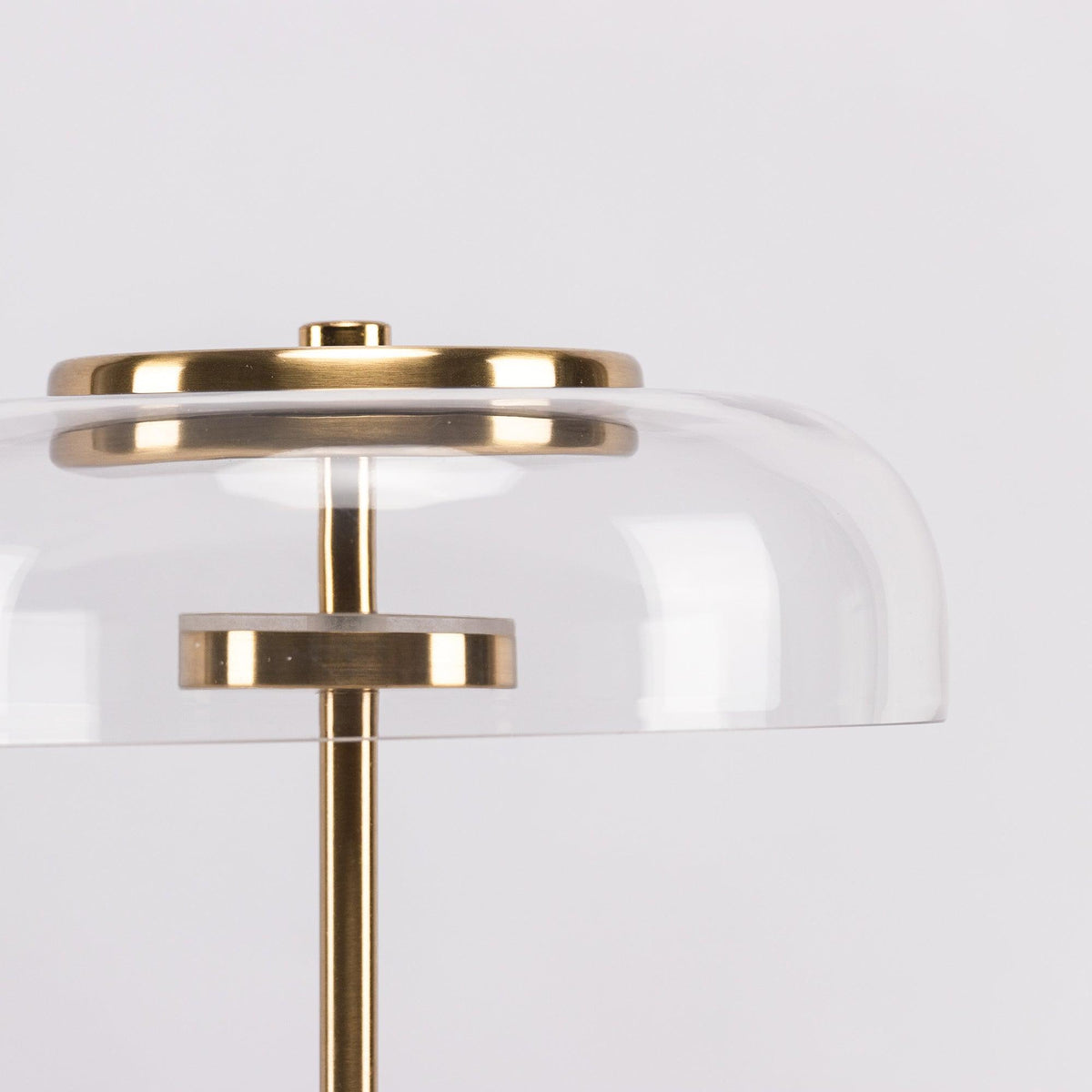 Rinelette Lampe de Table Verre Clair Ombrelle Bois Base