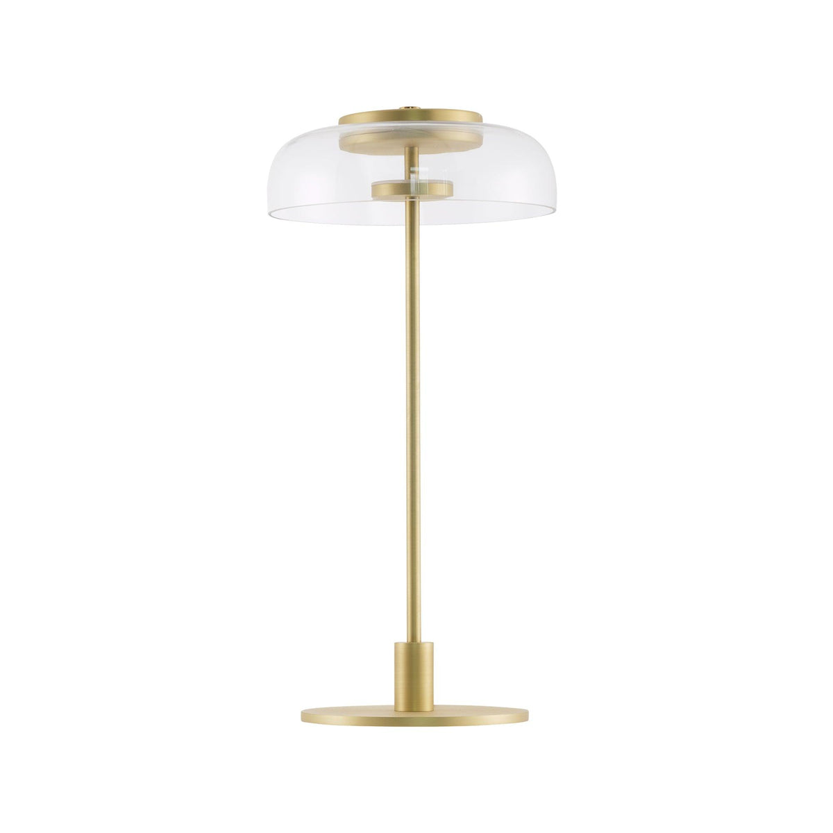 Rinelette Lampe de Table Verre Clair Ombrelle Bois Base