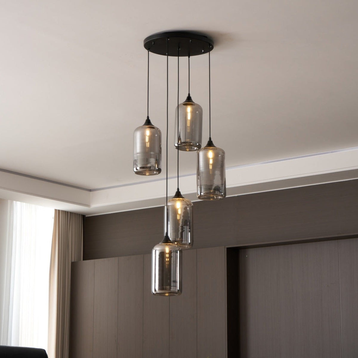 Tevely Suspension Industrielle Chic en Verre