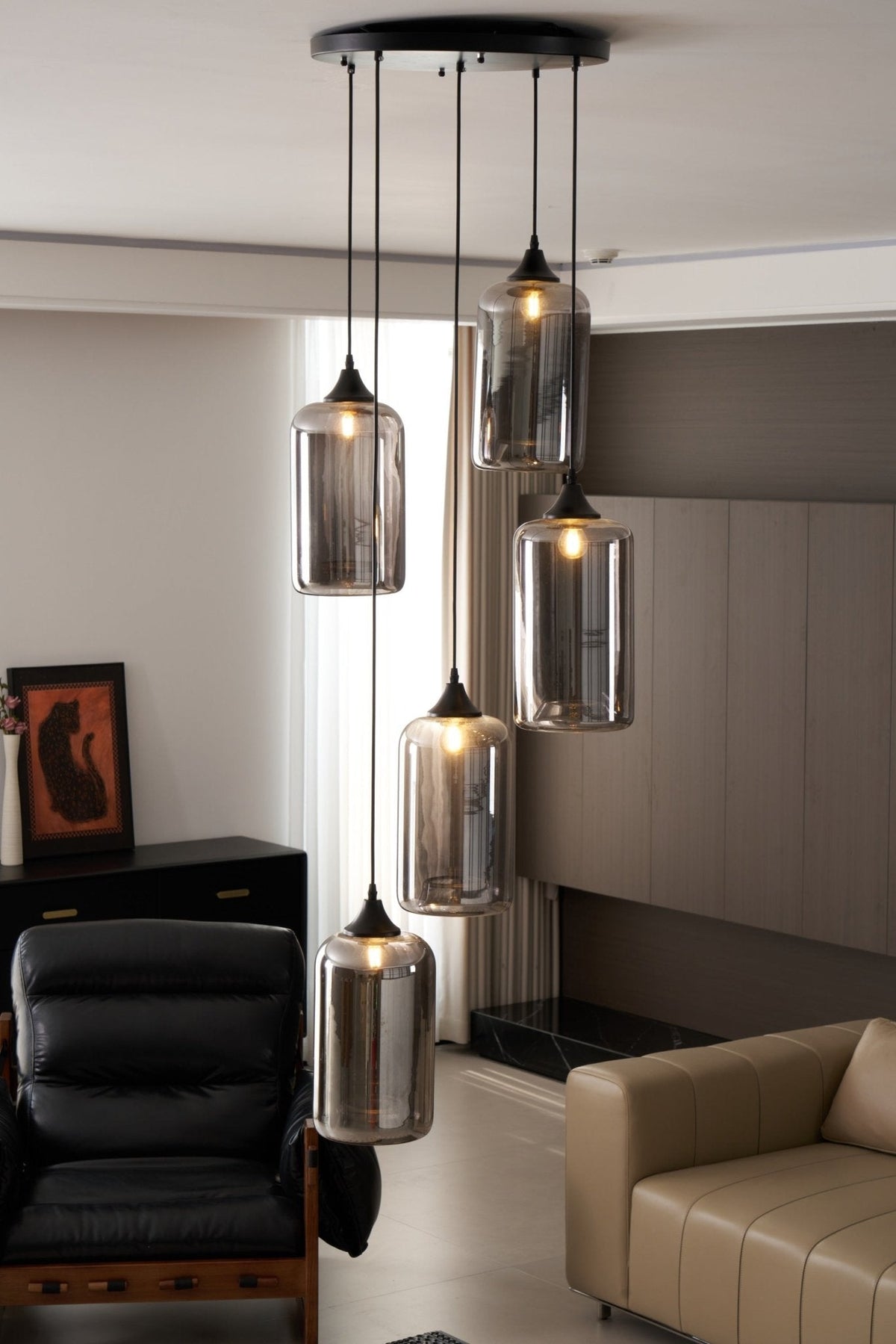 Tevely Suspension Industrielle Chic en Verre