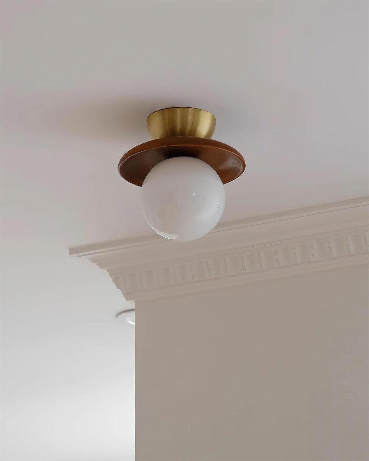 Brody Ceiling Light Globe Opal Glass Brass Walnut-Neutral Decor