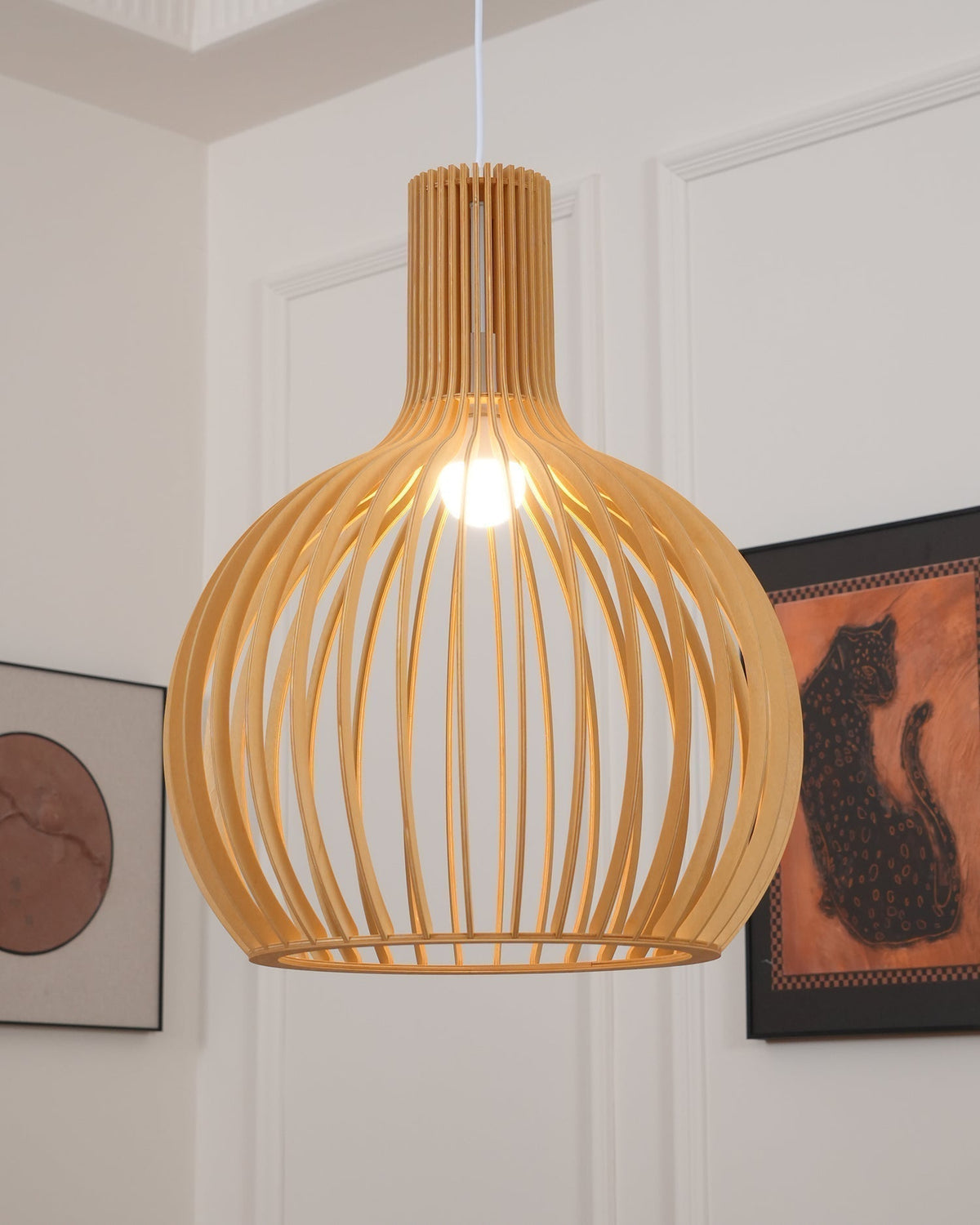 Tevenoxel Cage Lampe Suspendue Sculpturale à Cadre Ouvert en Bouleau-Cielum