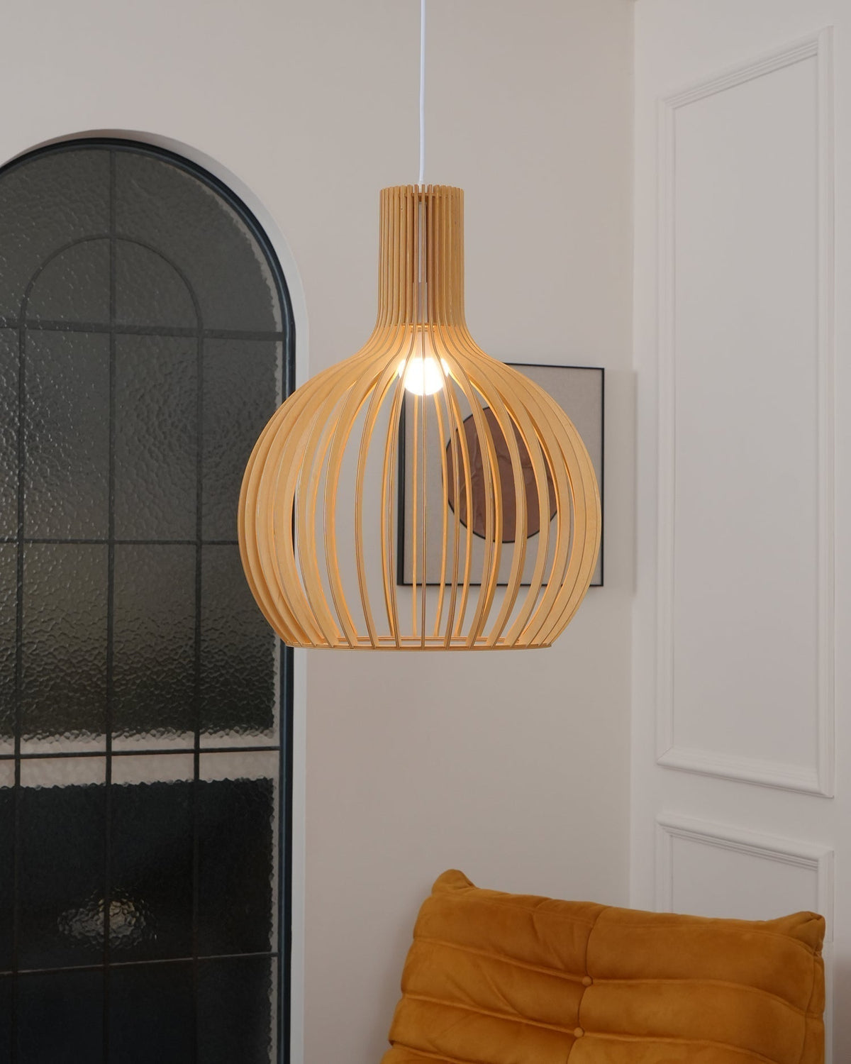 Tevenoxel Cage Lampe Suspendue Sculpturale à Cadre Ouvert en Bouleau-Cielum