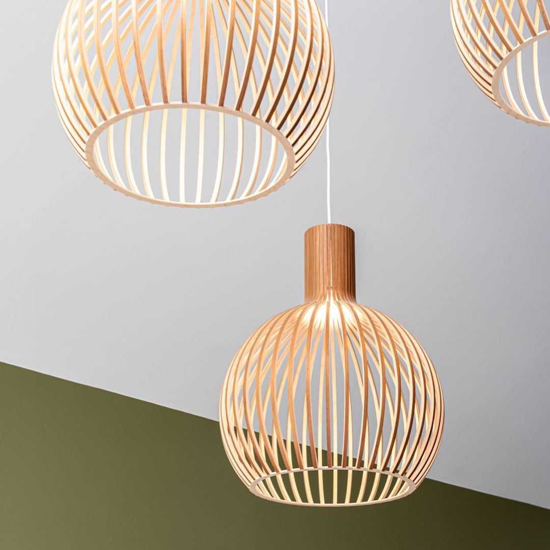 Tevenoxel Cage Lampe Suspendue Sculpturale à Cadre Ouvert en Bouleau-Cielum