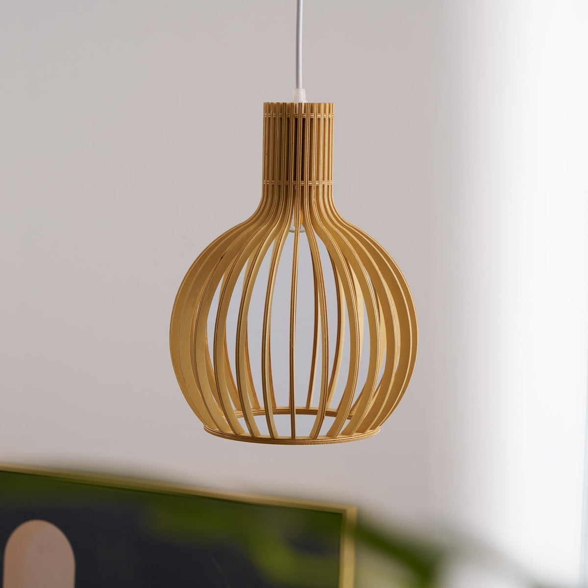 Tevenoxel Cage Lampe Suspendue Sculpturale à Cadre Ouvert en Bouleau-Cielum