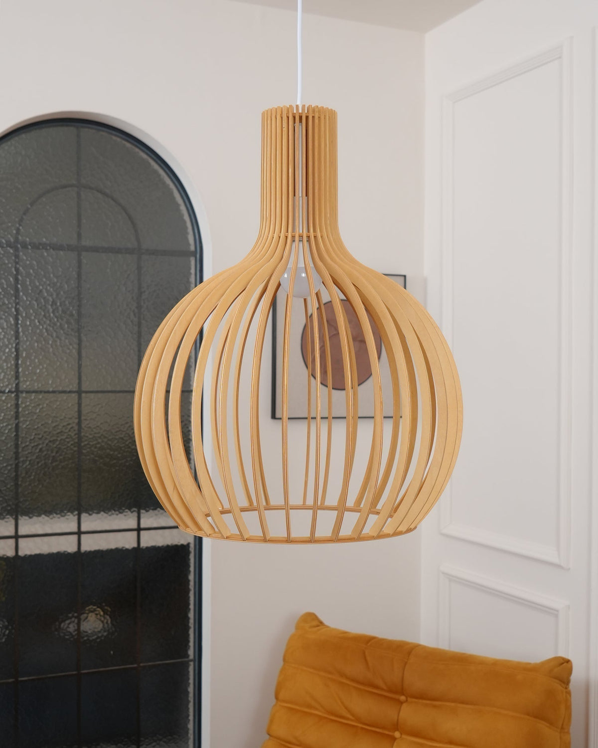 Tevenoxel Cage Lampe Suspendue Sculpturale à Cadre Ouvert en Bouleau-Cielum