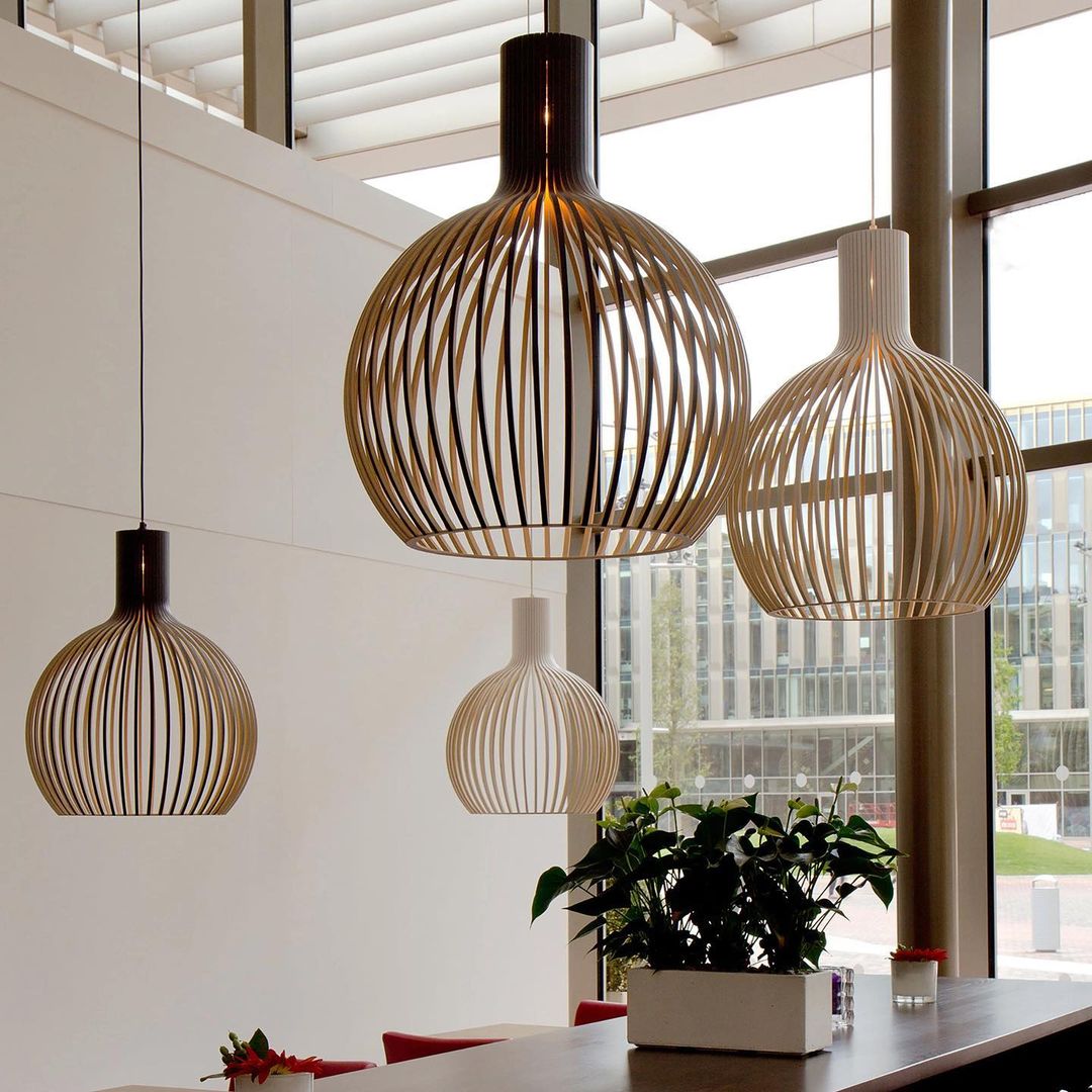 Tevenoxel Cage Lampe Suspendue Sculpturale à Cadre Ouvert en Bouleau-Cielum