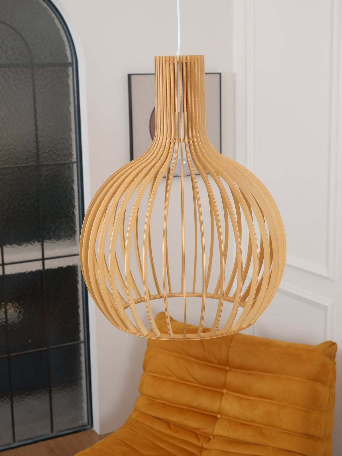 Tevenoxel Cage Lampe Suspendue Sculpturale à Cadre Ouvert en Bouleau-Cielum