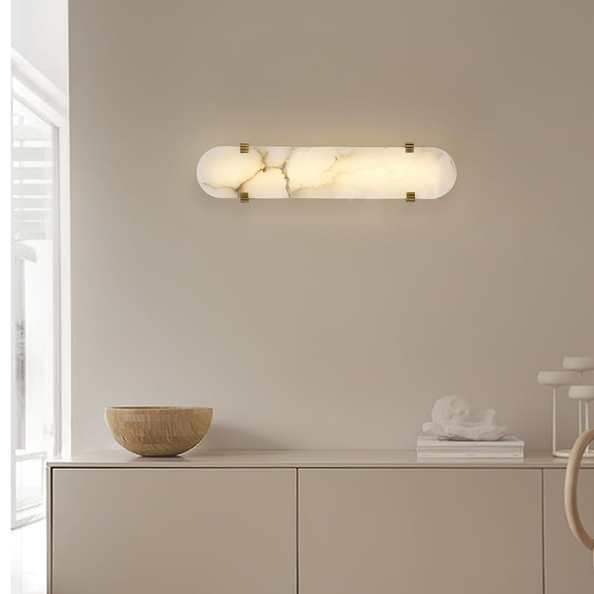 Adrona Applique Murale Ovale Minimaliste en Albâtre