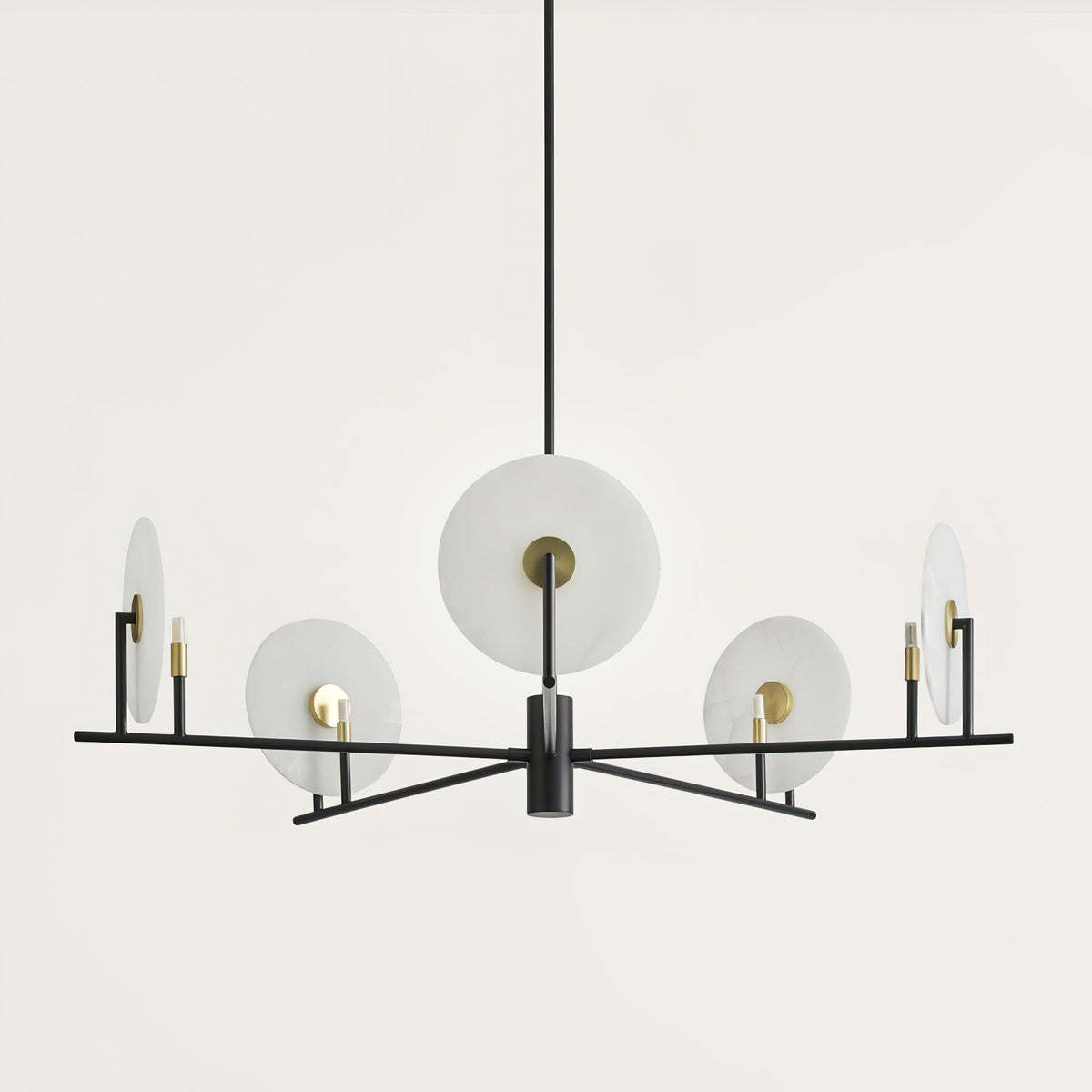 Callisto Chandelier Alabaster Moon Discs-Neutral Decor