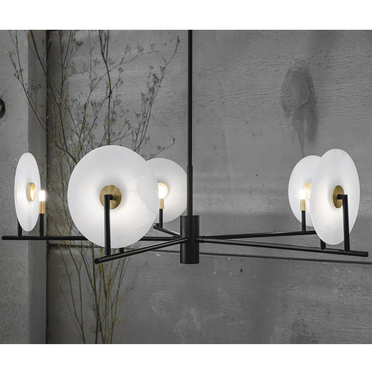 Callisto Chandelier Alabaster Moon Discs-Neutral Decor