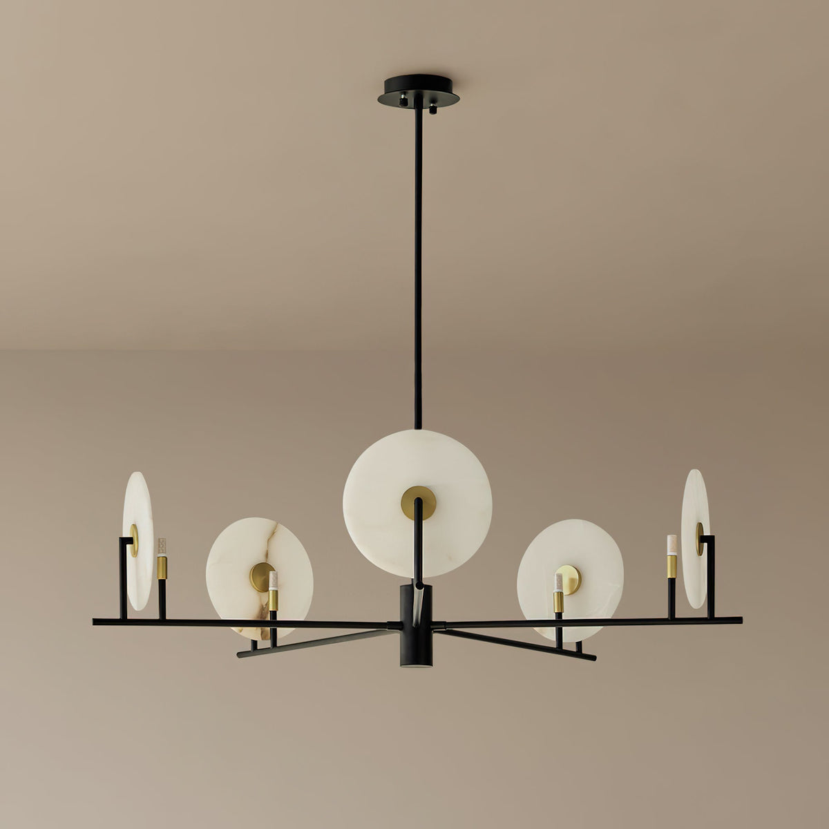 Callisto Chandelier Alabaster Moon Discs-Neutral Decor
