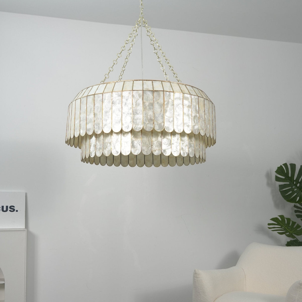 Holz Lustre en Métal Doré Aurelia