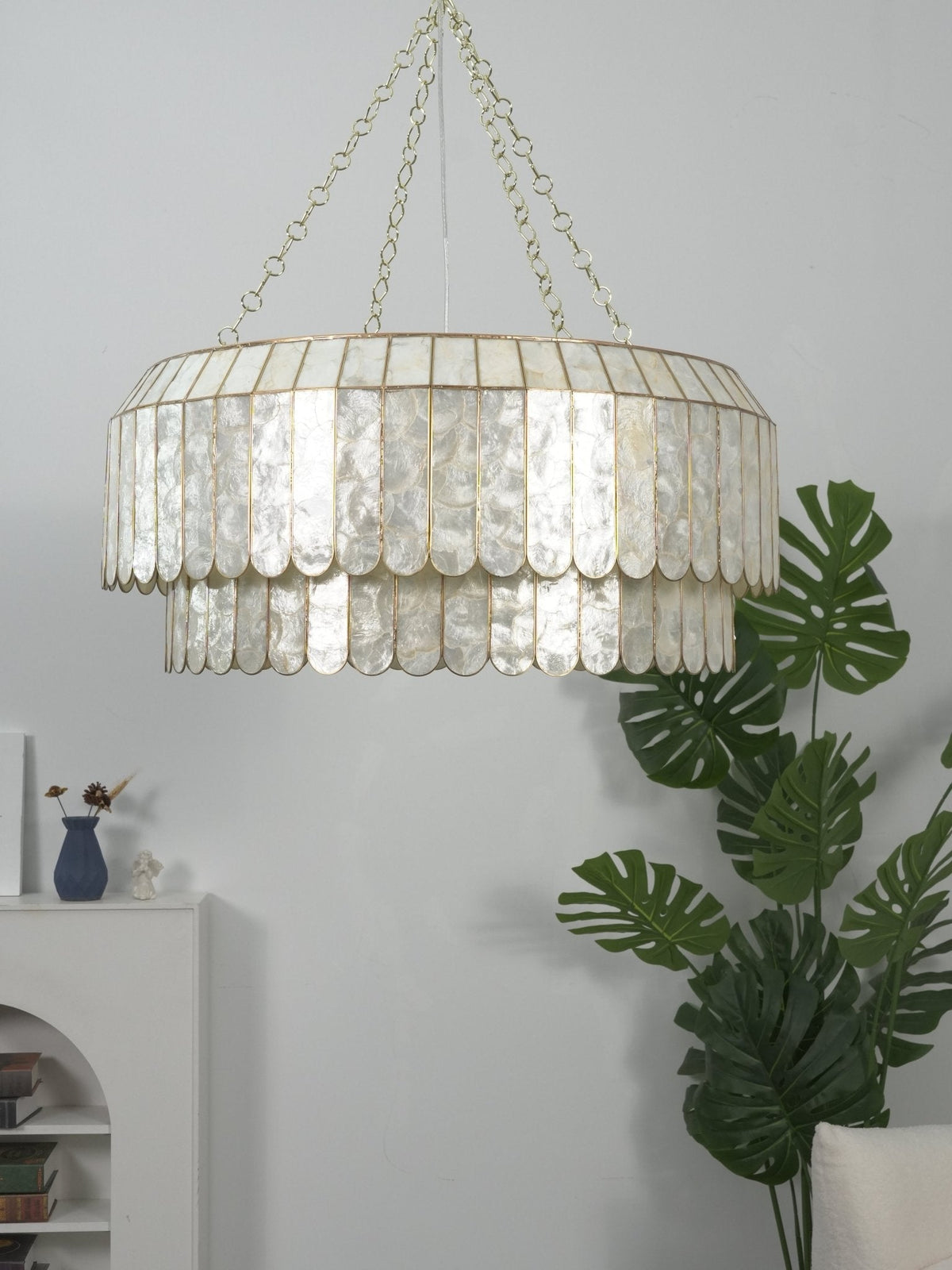 Holz Lustre en Métal Doré Aurelia