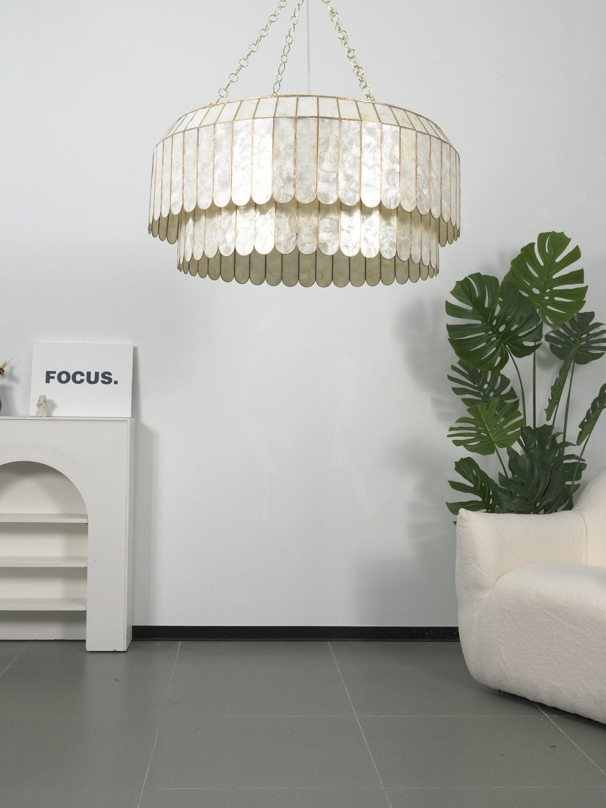 Holz Lustre en Métal Doré Aurelia