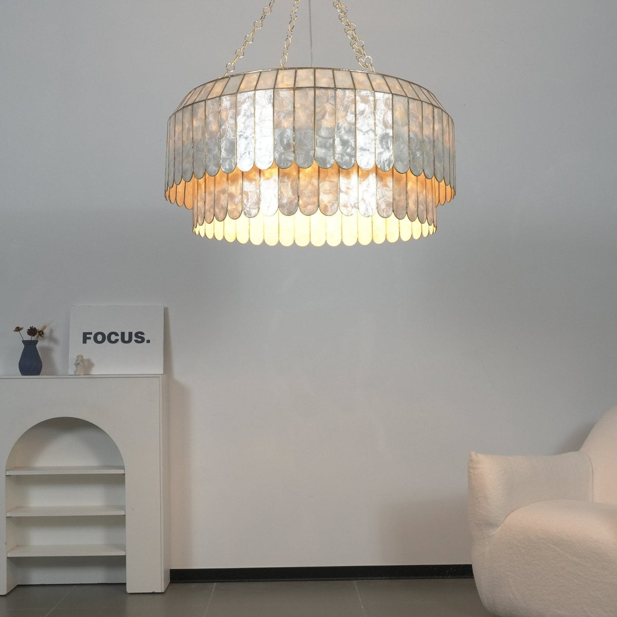 Holz Lustre en Métal Doré Aurelia
