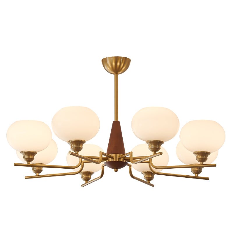 Eixor Lustre en Noyer avec Globes en Verre Opale-Cielum