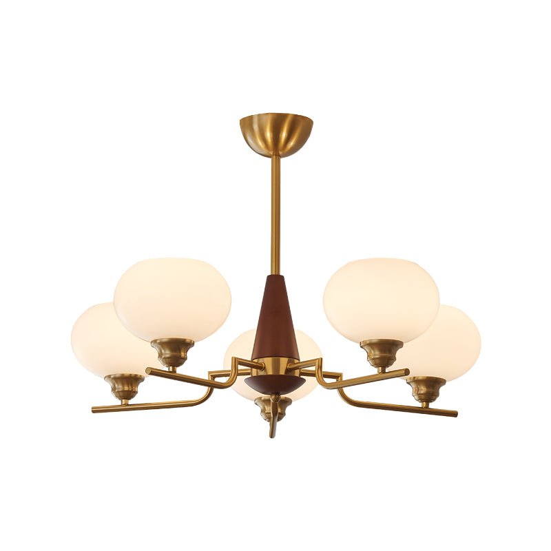 Eixor Lustre en Noyer avec Globes en Verre Opale-Cielum
