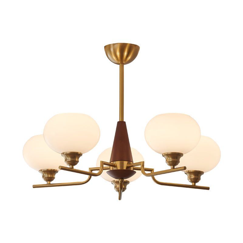 Eixor Lustre en Noyer avec Globes en Verre Opale-Cielum