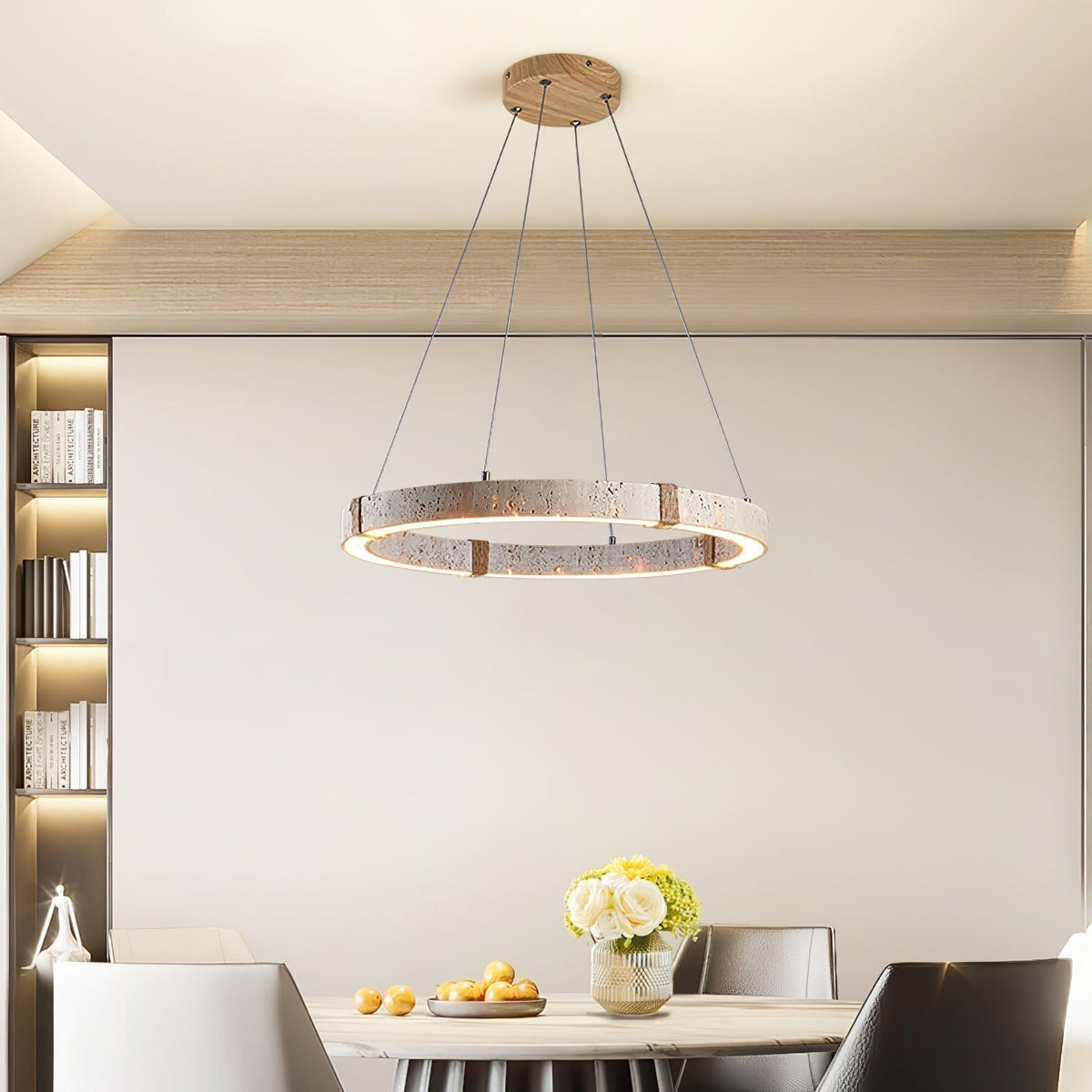 Arixo Lustre Minimaliste en Travertin-Cielum