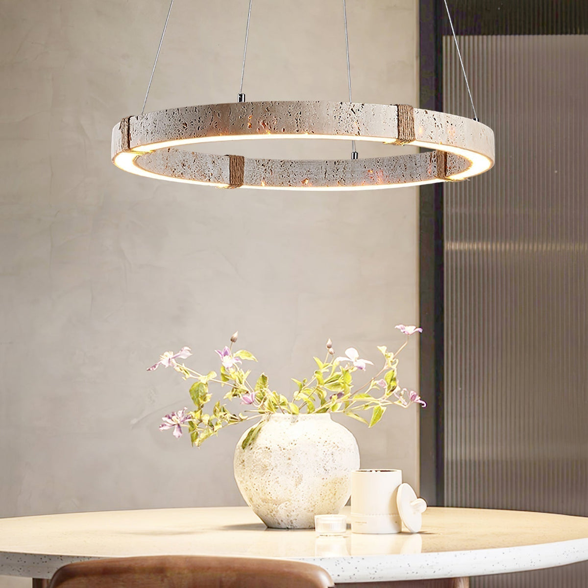 Arixo Lustre Minimaliste en Travertin-Cielum