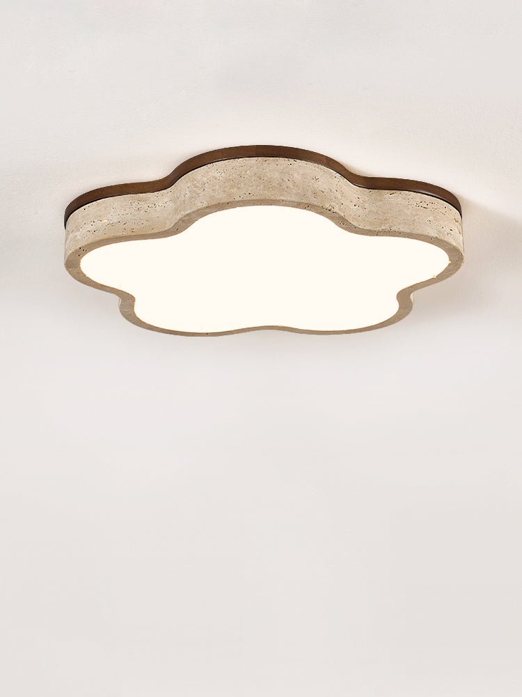 Yuki Marshmallow Five-Petal Cloudline Travertin Jaune Plafonnier