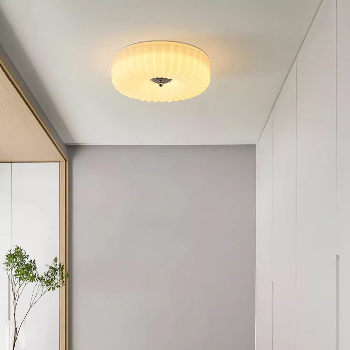Mivone Cream Glass Flush Mount Ceiling Light-Neutral Decor