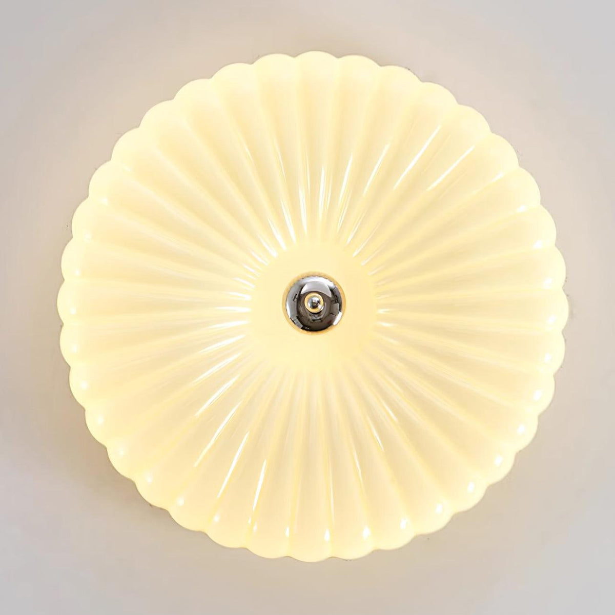 Mivone Cream Glass Flush Mount Ceiling Light-Neutral Decor
