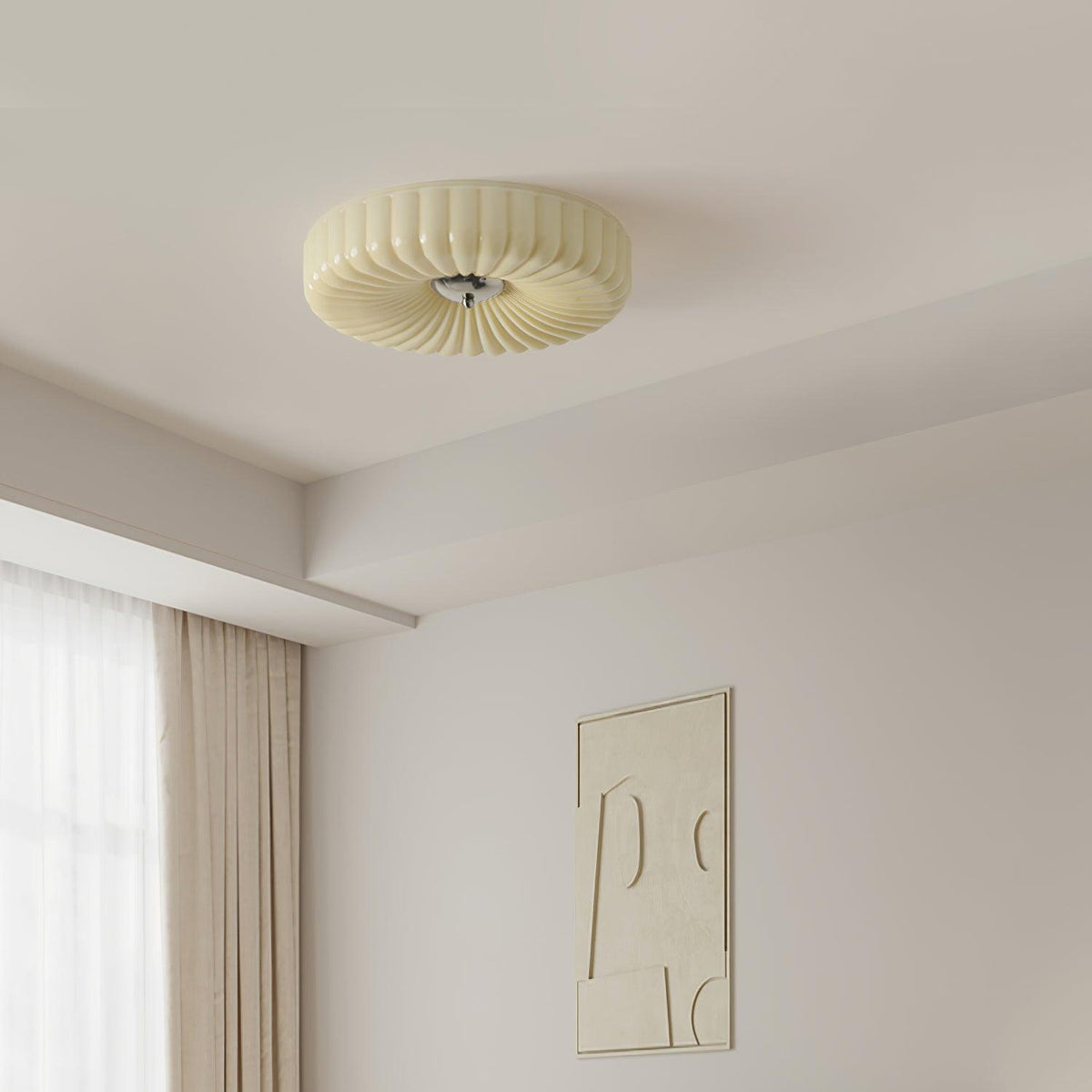 Mivone Cream Glass Flush Mount Ceiling Light-Neutral Decor