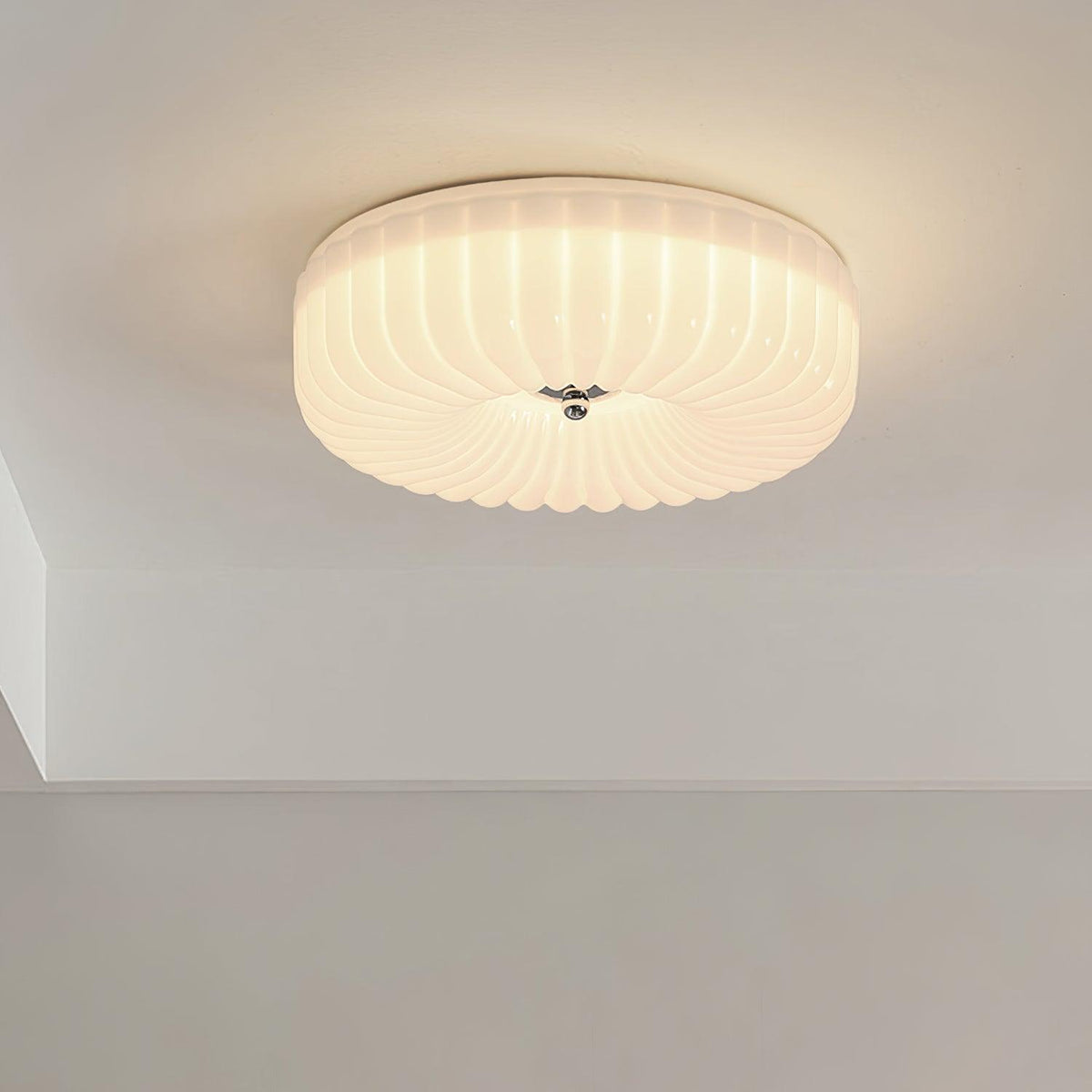 Mivone Cream Glass Flush Mount Ceiling Light-Neutral Decor