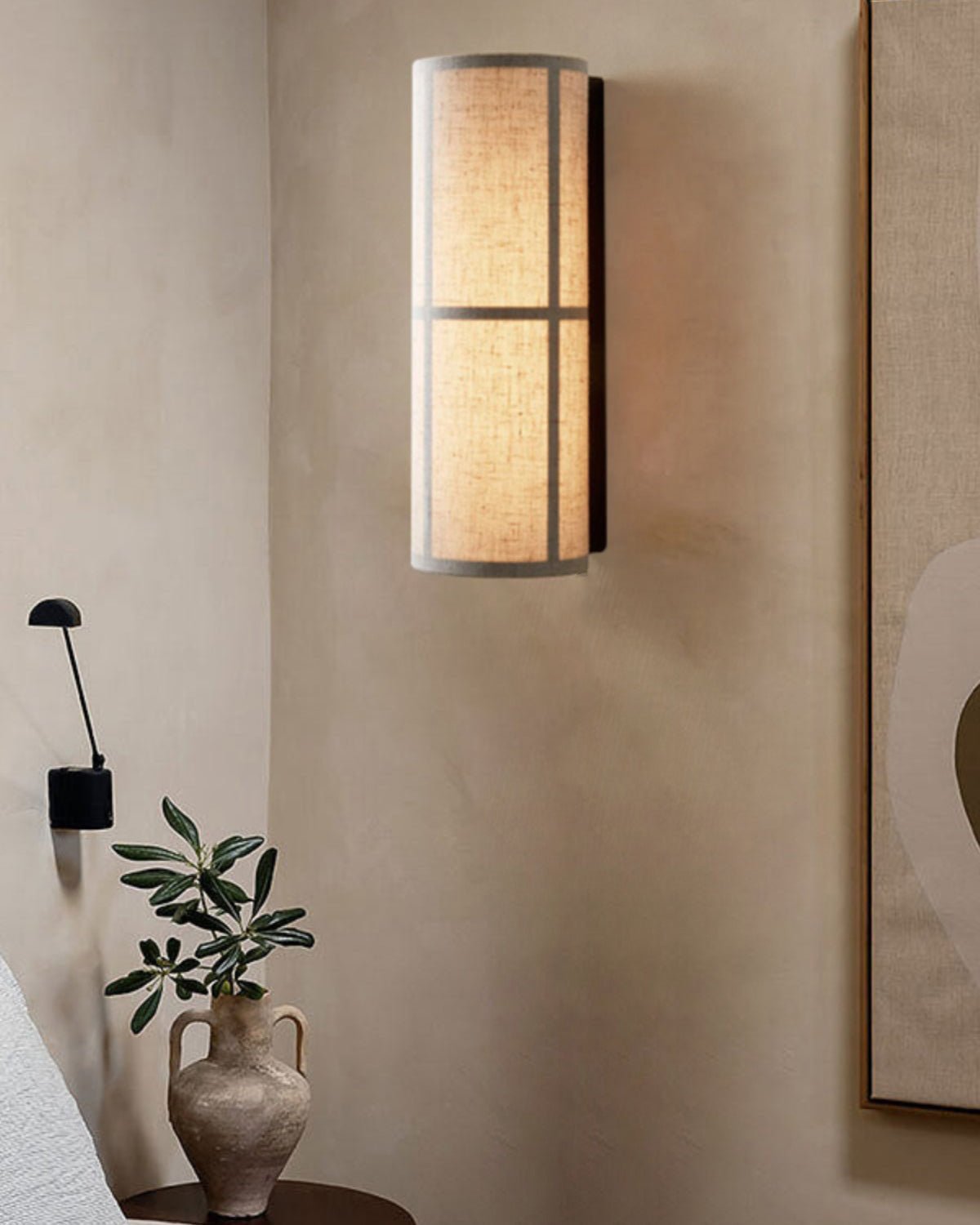 Veloz Wall Lamp Cylinder Fabric Soft Glow-Cielum