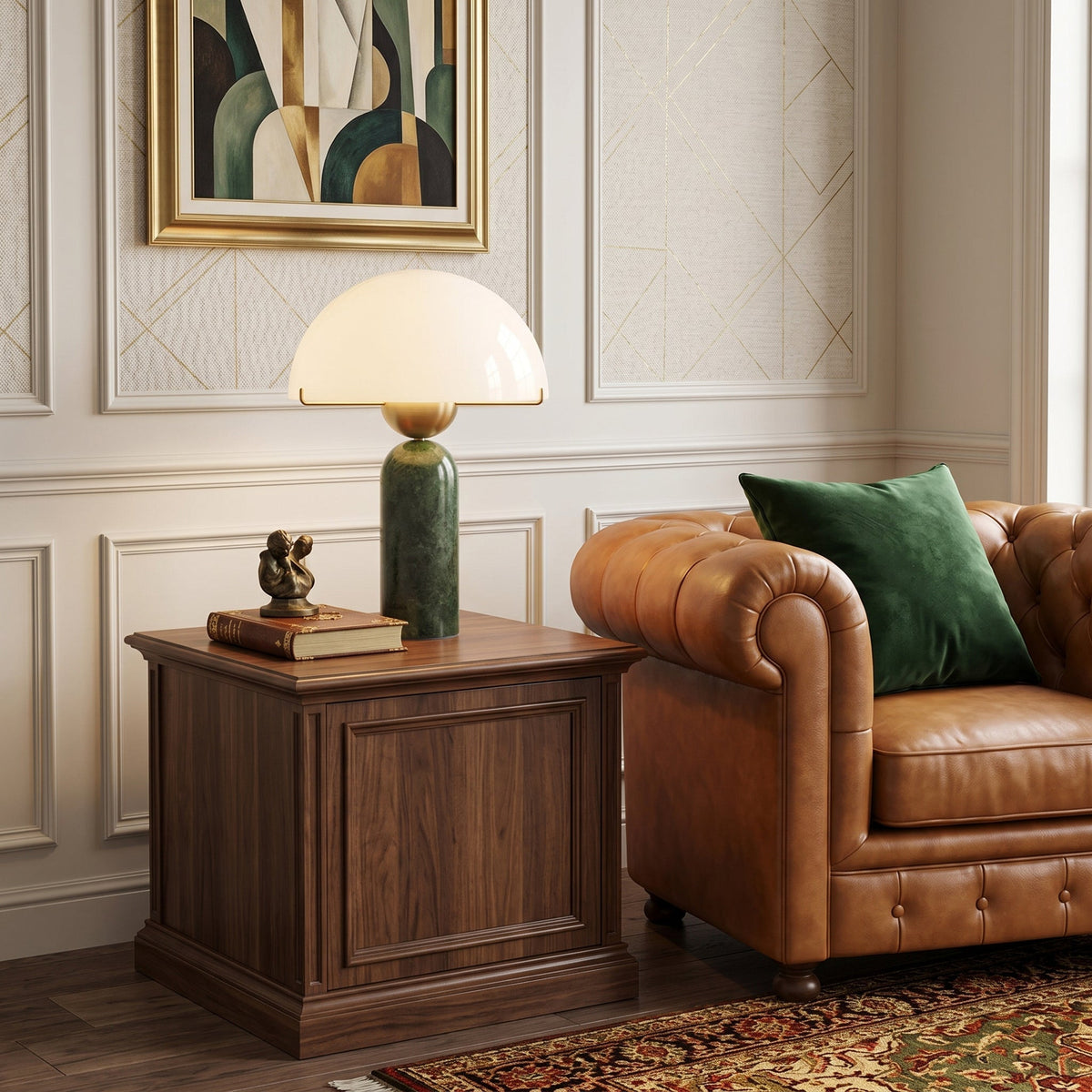 An alternative marble pattern, demonstrating the one-of-a-kind nature of each lamp.