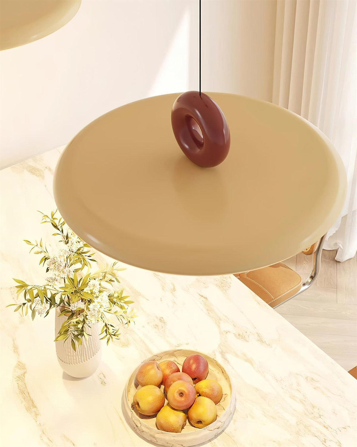 Pendant Lamp Disc with Loop Detail Ambient Minimalist-Neutral Decor